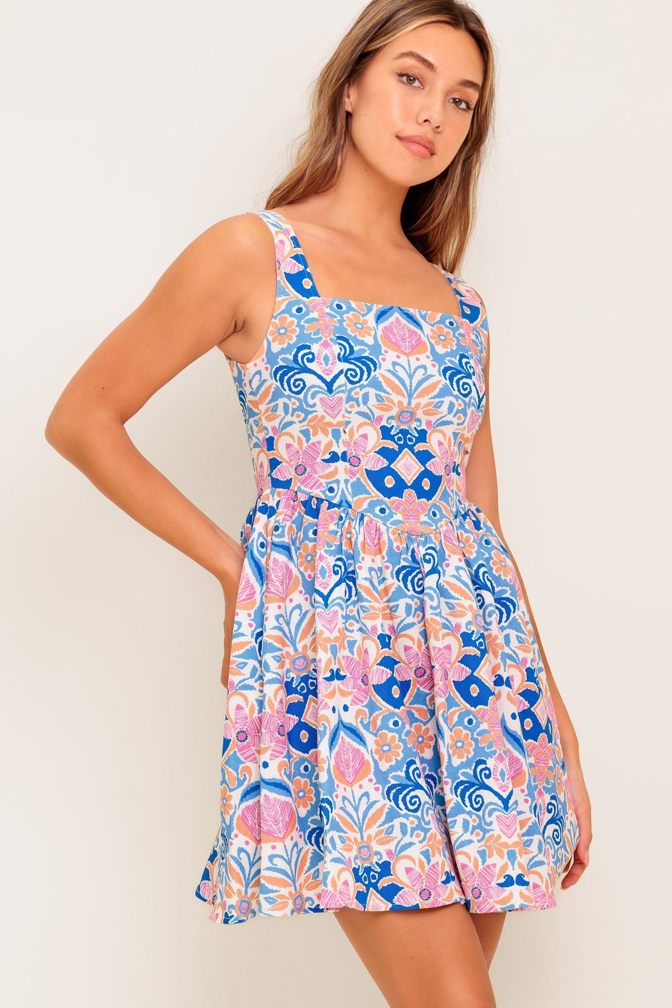 SUMMER BLOOM WOVEN MINI DRESS Flying Tomato